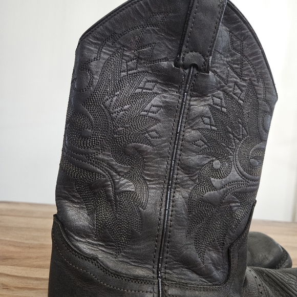 Double H Mens Black  Pull On Cowboy Western Boots Size 8.5 EE Square Toe - Picture 6 of 16